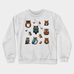 Mystical Nocturnals: Enchanting Owl Sticker Collection Crewneck Sweatshirt